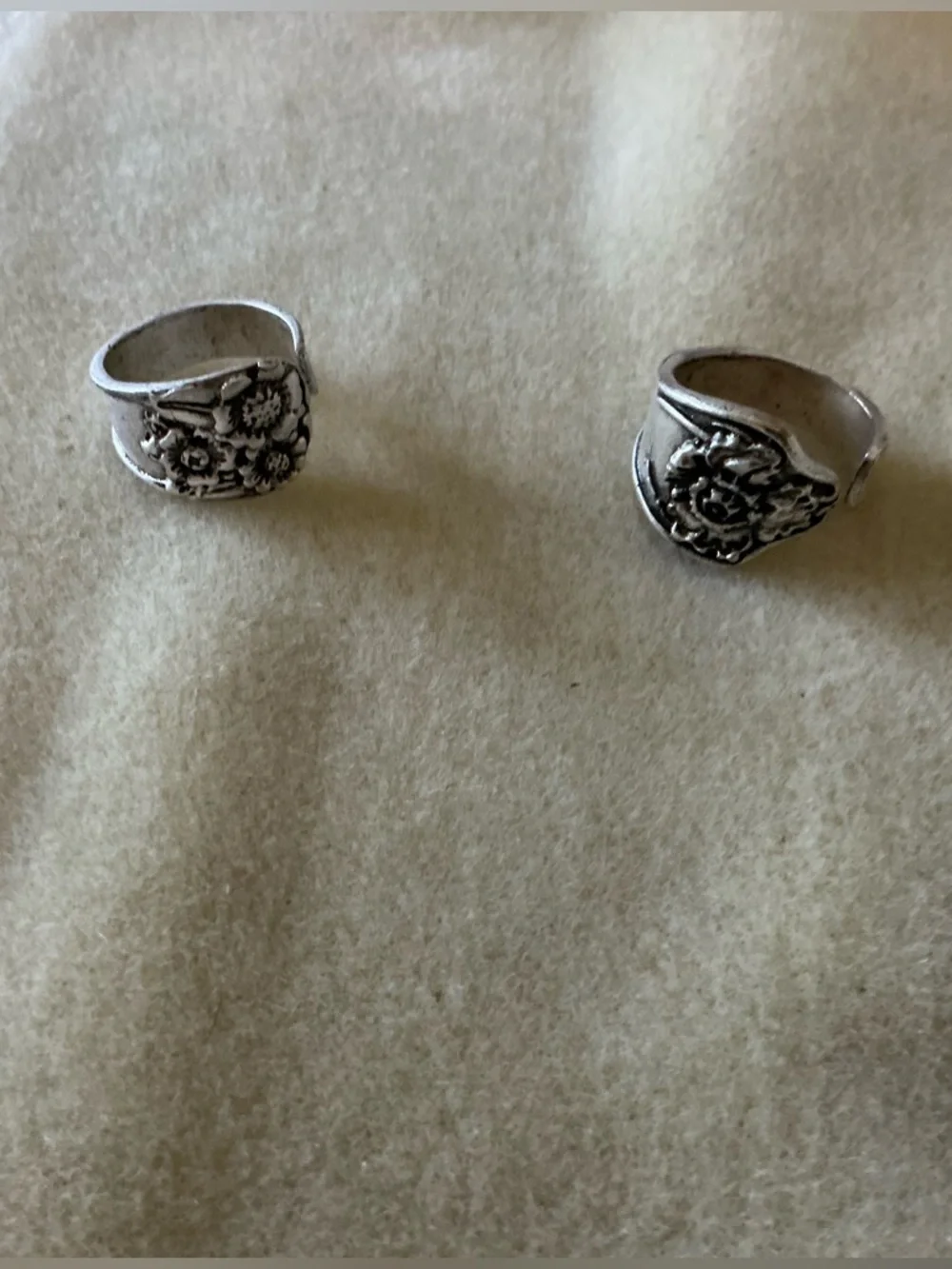 Floral Spoon Ring Set in Silver Tone - Women Jewelry